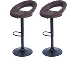 Set Di 2 Sgabelli Da Bar HWC-F46, Sgabello Da Banco Sgabello Da Bistrot, Struttura Nera ~ Finta Pelle Scamosciata, Vintage Marrone Scuro