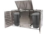 Coperchio Per Cestino A 3 Scomparti HWC-E83, Coperchio Per Cestino Per Rifiuti, Estensibile 117X197X80Cm ~ Acciaio Inox 68Kg