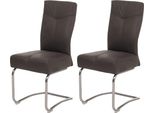 Set Di 2 Sedie Da Sala Da Pranzo HWC-G56, Sedia Da Cucina A Sbalzo, Tessuto Effetto Scamosciato ~ Grigio
