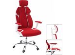 Sedia Da Ufficio HWC-F12, Sedia Da Scrivania Girevole Sedia Executive, Funzione Scorrevole Tessuto/Tessuto + Similpelle ~ Rosso/Bianco