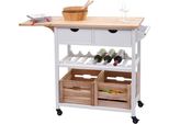 Carrello Portavivande HWC-G35, Carrello Da Cucina Carrello Da Cucina Carrello Da Cucina Carrello Da Tè, Legno Di Pino 89X119X41Cm ~ Bianco Naturale