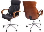 Sedia Da Ufficio HWC-H39, Sedia Da Scrivania Girevole, Sedia Direzionale, In Legno Curvo Effetto Noce In Ecopelle Certificata Fsc® ~ Nero
