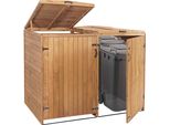 Contenitore Per Rifiuti Xl A 2 Posti/4 Posti HWC-H74, Contenitore Per Rifiuti, Espandibile 126X158X98Cm Legno Fsc® ~ Marrone