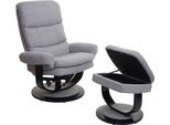 Poltrona Relax HWC-C16, Poltrona Tv Poltrona Tv Sgabello Con Vano Portaoggetti, Certificato Mvg ~ Tessuto/Tessuto Grigio Chiaro