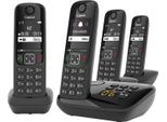 Schwarzes quattro dect schnurloses telefon mit anrufbeantworter Gigaset AS690AQUATTRO