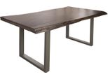 MASSIVMOEBEL24 | Freeform 5 Tavolo Da Pranzo In Legno Di Acacia - Laccato Grigio /Gambe In Ferro - Argento Mat 180X90X77