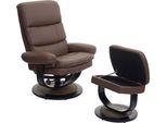 Poltrona Relax HWC-C16, Poltrona Tv Poltrona Tv Sgabello Con Vano Portaoggetti, Certificato Mvg ~ Similpelle Taupe-Marrone
