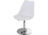 Sedia Girevole Malmö T501, Sedia Da Cucina, Regolabile In Altezza, Pelle Finta ~ Bianco, Base Cromata