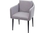 Sedia Da Pranzo HWC-H93, Sedia Da Cucina Poltrona Sedia ~ Tessuto/Tessuto Grigio Chiaro