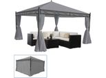 Pergola Cadiz, Padiglione Da Giardino, Struttura Robusta Da 7 Cm Con Parete Laterale ~ Grigio Chiaro 4X4M