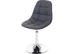 Sedia Da Sala Da Pranzo HWC-A60, Sedia Girevole, Design Retrò Anni '50 ~ Ecopelle Grigia, Base Cromata