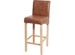 Sgabello Da Bar HWC-C33, Sgabello Da Bancone, Legno Certificato Fsc® ~ Finto Camoscio, Gambe Chiare, Tessuto/Tessuto