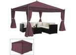 Pergola Cadiz, Padiglione Da Giardino, Struttura Robusta Da 7 Cm Con Parete Laterale ~ Rosso-Marrone 4X4M