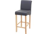 Sgabello Da Bar HWC-C33, Sgabello Da Banco, Legno Certificato Mvg ~ Grigio Opaco, Gambe Chiare, Similpelle