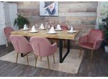 Set Di 6 Sedie Per Sala Da Pranzo HWC-F18, Sedia Da Cucina, Design Retrò ~ Velluto Rosa Antico, Gambe Dorate