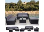 Set In Poly-Rattan HWC-D24, Divano Da Giardino/Lounge ~ Antracite, Rivestimento Grigio
