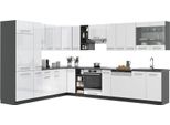 Vicco Cucina Angolare Completa Fame-Line, 257 X 347 Cm Senza Piano Di Lavoro, Bianco Lucido/Antracite