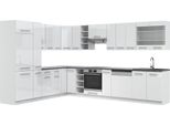 Vicco Cucina Angolare Completa Fame-Line, 257 X 347 Cm Senza Piano Di Lavoro, Bianco Lucido/Bianco