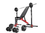 Marbo Sport Set MH19_141KG_KIER | Panca Pesi Regolabile + Portapesi Regolabile In Altezza + Barre Pesi/Piatti Pesi Set 113 Kg
