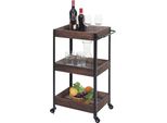 Carrello Portavivande HWC-H22, Carrello Da Cucina Carrello Bar Carrello Porta Tè Carrello Laterale Carrello, Legno Massiccio ~ Marrone Shabby