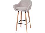 Sgabello Da Bar Malmö T381, Sgabello Da Banco Certificato Mvg ~ Tessile, Grigio Crema