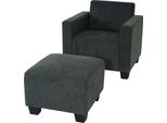 Poltrona Lounge Modulare Con Pouf Lyon, Tessuto/Tessuto ~ Grigio Antracite