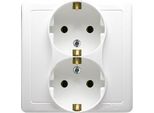 Presa Doppia (Modulo) Con Contatto Di Terra 16A 250V Bianco Metallizzato Da Incasso BGSZ2/11