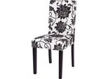 Sedia Da Pranzo Littau, Sedia Da Cucina, Tessuto/Tessuto ~ Jacquard Nero, Gambe Scure