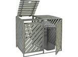 Contenitore Per Rifiuti Xl A 2 Posti/4 Posti HWC-J44, Contenitore Per Rifiuti, Espandibile 121X133X98Cm Legno Certificato Mvg ~ Grigio