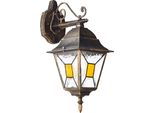 Brillante Applique Classica Da Esterno Janel | Nero/Oro | Applique A Sospensione | Dimmerabile Con Una Fonte Luminosa Adeguata | 1X Presa E27 Max. 60W | Metallo/Vetro | IP44