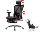 Sedia Da Ufficio Sihoo Sedia Da Scrivania, Ergonomica, Supporto Lombare Regolabile, Portata 150 Kg ~ Con Poggiapiedi, Nero