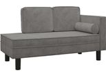 Chaise Longue Con Cuscino E Bolster Velluto Grigio Chiaro