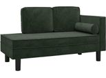 Chaise Longue Con Cuscino E Bolster Velluto Verde Scuro
