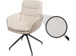 Sedia Da Pranzo HWC-K32, Sedia Poltrona Da Cucina, Posizione Girevole Automatica, Tessuto Mvg ~ Crema-Beige