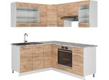 Vicco Cucina Angolare Completa Fame-Line, 160 X 190 Cm Senza Piano Di Lavoro, Quercia Dorata/Bianco/Bianco