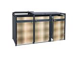 Fodera Per 3 Cassonetti HWC-J82, Cassonetto Per Rifiuti, Espandibile, Metallo 80Kg, Antracite ~ Oro