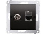 Modulo Presa Antenna Inserti "F"" + RJ45 Cat.6H Antracite Opaco Contatto Simon 54 Premium DASFRJ45.01/48"