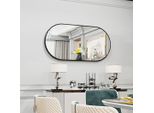 Wisfor Specchio Con Cornice In Metallo Nero, Moderno Specchio Da Parete Ovale E Rotondo Specchio Da Bagno Specchio Decorativo, Appeso, 100×50 Cm