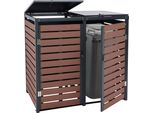2 Coperchio Per Cestino HWC-K14, Coperchio Per Cestino, 119X134X84Cm Wpc Metallo 78Kg ~ Aspetto Legno Noce