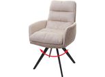 Sedia Da Pranzo HWC-G66, Sedia Da Cucina Sedia, Girevole Auto Posizione Tessuto/Tessuto Mvg ~ Crema, Con Bracciolo