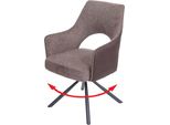 Sedia Da Pranzo HWC-K30, Sedia Da Cucina, Poltrona, Posizione Girevole Automatica, Tessuto/Tessuto Mvg ~ Marrone-Marrone Scuro