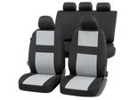 Walser Coprisedile Auto Glasgow Set Completo, Coprisedile Auto Universale 4 Pezzi, Coprisedile Auto, 2 Coprisedili Anteriori, 1 Coprisedile Posteriore Nero-Grigio