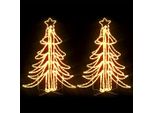 Vidaxl Alberi Di Natale A Led 2 Pz. Pieghevole Bianco Caldo 87X87X93 Cm