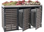 3 Contenitori Per Rifiuti HWC-K14, Contenitore Per Rifiuti Con Fioriera, 124X200X84Cm Wpc Acciaio Inox 107Kg ~ Antracite