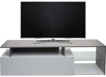 Porta Tv HWC-L35, Tavolo Tv Basso Credenza Mobile Tv Cassettiera, Legno 47X170X40Cm Vano Portaoggetti, Bianco Effetto Cemento
