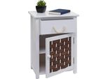 Cassettiera HWC-K83, Mobile Cassettiera, Legno 55X39,5X28,5 Cm ~ Bianco, Polyrattan Marrone