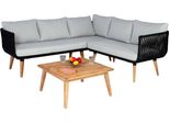Set Da Giardino HWC-L30, Divano Lounge Set, Legno Di Acacia Mvg ~ Rivestimento Grigio Chiaro