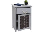 Cassettiera HWC-K83, Mobile Cassettiera, Legno 55X39,5X28,5 Cm ~ Grigio, Polyrattan Grigio Scuro