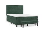 Vidaxl Letto A Molle Con Materasso Verde Scuro 140X200 Cm In Velluto