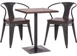 Set Tavolo Bistrot 2X Sedia Da Pranzo Hwc-H10D, Sedia Tavolo Cucina Sedia Gastronomia Mvg ~ Nero-Marrone, Tavolo Marrone Scuro